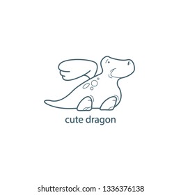 cute linear dragon with wings. logo for an advertising company. sticker. character