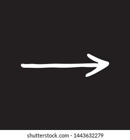 Cute linear hand drawn arrow symbol. Funny vector black and white arrow symbol. Isolated monochrome doodle arrow symbol for various projects.