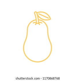 Cute linear pear icon. Yellow color, vector illustration.