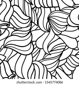 Linear bonito ondulado rabiscar padrão sem emenda. Fundo despojado desenhado à mão. Infinito papel de embrulho geométrico, tecido, têxtil. Ilustração vetorial.    