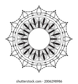 Cute Lineart Flower Indian Pattern Black And White Kaleidoscope