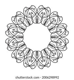 Cute Lineart Flower Indian Pattern Black And White Kaleidoscope