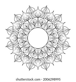 Cute Lineart Flower Indian Pattern Black And White Kaleidoscope