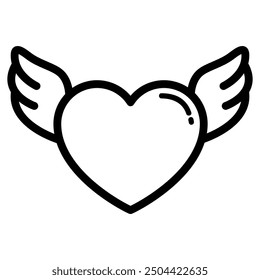 Cute lineart love heart theme icon vector