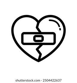 Cute lineart love heart theme icon vector