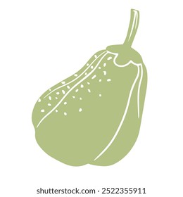 Cute linocut pumpkin, hand drawn in printing design vegetable. Isolated on white silhouette vector illustration