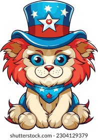 cute Lion in 4th of july