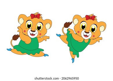 cute lion animal cartoon ballerina