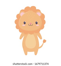 cute lion animal cartoon isolated icon vector illustration