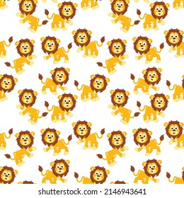 patrón de dibujos animados de un animal de león lindo