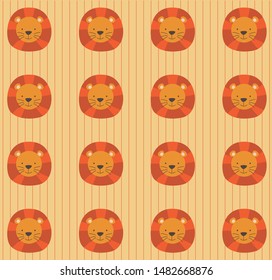 cute lion animal head pattern vector