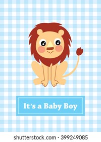 cute lion it is a baby boy announcement card