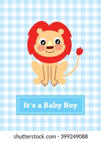 cute lion it is a baby boy announcement card
