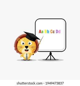 Cute lion becomes teacher vector design