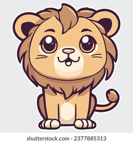 cute lion with big eyes and happy face