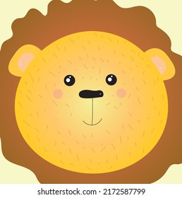 cute lion with big mane. baby illustration