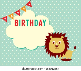 cute lion birthday greeting card