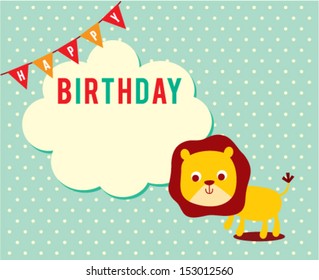 cute lion birthday greeting card