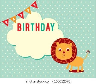 cute lion birthday greeting card