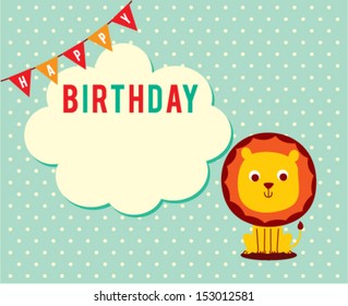 cute lion birthday greeting card