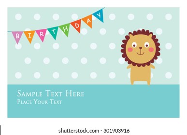 cute lion birthday invitation card