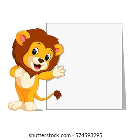 León lindo con signo en blanco