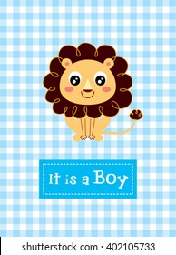 cute lion it is a boy announcement card