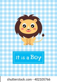 cute lion it is a boy announcement card