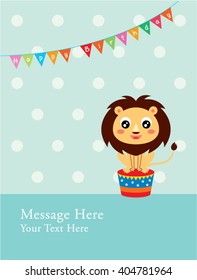 cute lion boy happy birthday greeting card