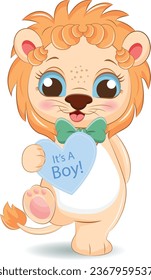 Cute lion its a boy vector