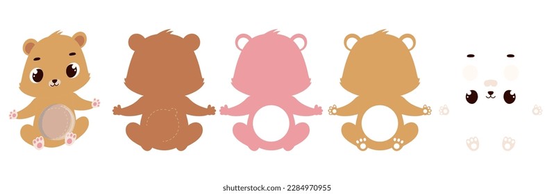 Cute lion candy ornament. Layered paper decoration treat holder for dome. Hanger for sweets, candy for birthday, baby shower, halloween, christmas. Print, cut out, glue. Vector illustration.