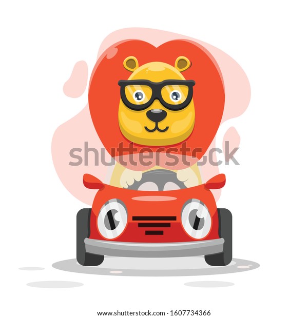 CUTE LION WITH CAR
MASCOT CARTOON VECTOR