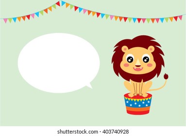 cute lion carnival message card vector