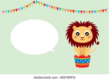 cute lion carnival message card vector