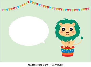 cute lion carnival message card vector