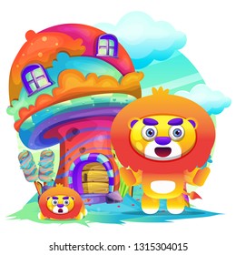 cute lion cartoon 