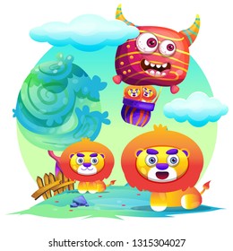cute lion cartoon 