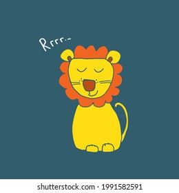 Cute Lion Cartoon Animal, baby and children print design Vector Illustration.