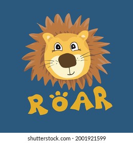 Cute Lion Cartoon Animal baby and children print design Vector Illustration.