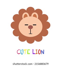 Cute lion cartoon character icon. African animal. Safari baby animal.