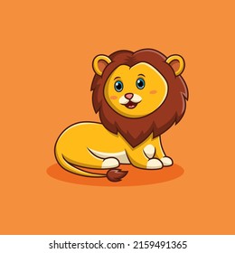 Cute lion cartoon character isolated background. Vector illustration