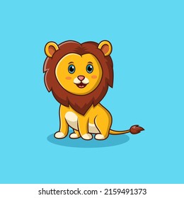 Cute lion cartoon character isolated background. Vector illustration