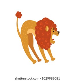 Cute lion cartoon character roaring vector Illustration on a white background