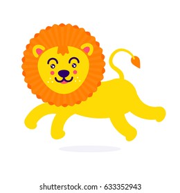 The cute lion cartoon for children animations and games. Love words for babies. Good for children illustration, wallpapers and poster design.