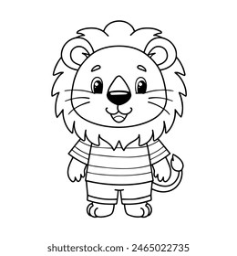 Cute lion cartoon coloring page illustration vector. For kids coloring book
