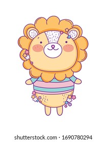 Cute lion cartoon design, Animal zoo life nature character childhood and adorable theme Vector illustration