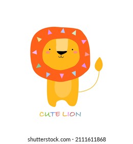 Cute Lion Cartoon Drawing As Vector.