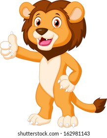 Cute lion cartoon giving thumb up