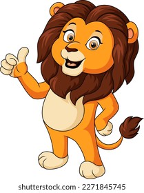 Cute lion cartoon giving thumb up