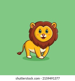 Cute lion cartoon happiness. Vector illustration